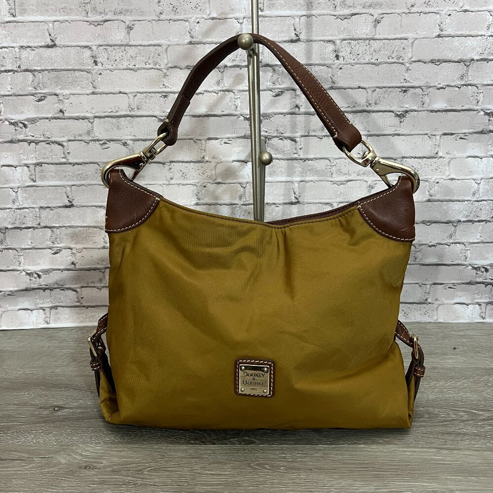 Dooney & Bourke tan nylon hobo shoulder bag